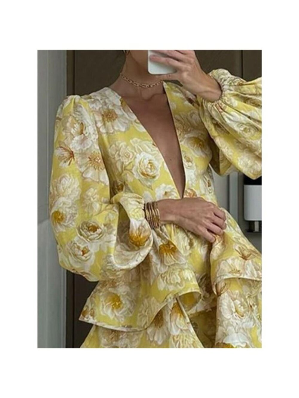 Floral Print Ruffle Layered Mini Dress - Picture 10 of 10